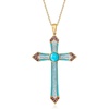 image:imageRossSimons Turquoise 30 ct tw Amethyst and 30 ct tw White Topaz Cross Pendant Necklace With Enamel in 18kt Gold Over SterlingAmethyst