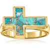 image:imageRossSimons Turquoise Sideways Cross Ring in 18kt Gold Over SterlingCreated Turquoise