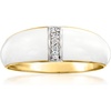 image:imageRossSimons White Enamel Dome Ring With Diamonds in 18kt Gold Over SterlingDiamond