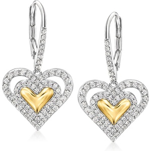 image:imageCharles Garnier Serena 80 ct tw CZ Heart Drop Earrings in Sterling Silver and 18kt Gold Over Sterling