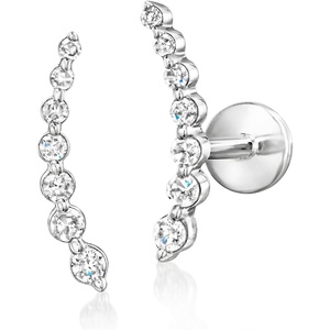 image:imagePure Collection by RossSimons 010 ct tw Diamond Curved FlatBack Ear Climbers in Sterling Silver