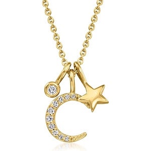 image:imagePure Collection by RossSimons 012 ct tw LabGrown Diamond Celestial Charm Necklace in 18kt Gold Over Sterling 16 inches