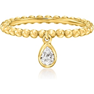 image:imagePure Collection by RossSimons 022 Carat PearShaped LabGrown Diamond Charm Beaded Ring in 18kt Gold Over SterlingDiamond