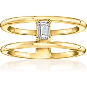 image:imagePure Collection by RossSimons 025 Carat EmeraldCut LabGrown Diamond OpenSpace Ring in 18kt Gold Over SterlingDiamond