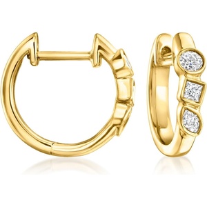 image:imagePure Collection by RossSimons 025 ct tw MultiShaped LabGrown Diamond Hoop Earrings in 18kt Gold Over Sterling