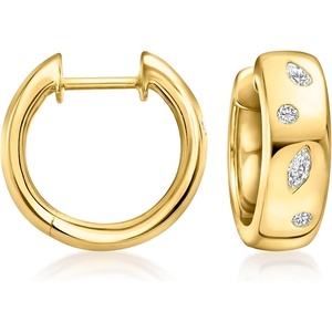 image:imagePure Collection by RossSimons 025 ct tw Scattered LabGrown Diamond Hoop Earrings in 18kt Gold Over Sterling
