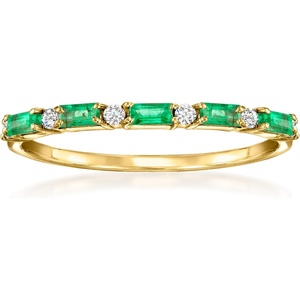 image:imagePure Collection by RossSimons 030 ct tw Emerald Ring With Diamonds in 14kt Yellow GoldEmerald