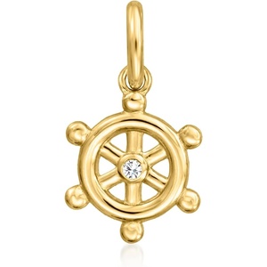 image:imagePure Collection by RossSimons 14kt Yellow Gold Ship Wheel Charm With Single Diamond