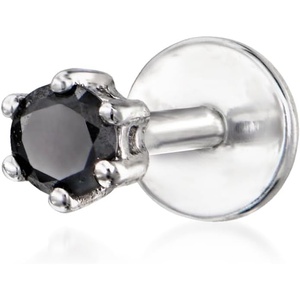 image:imagePure Collection by RossSimons Black DiamondAccented Single FlatBack Stud Earring in Sterling Silver