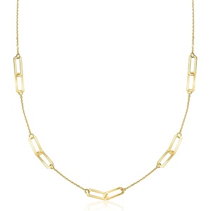 image:imagePure Collection by RossSimons Italian 14kt Yellow Gold Paper Clip Link Station NecklaceNo Gemstone