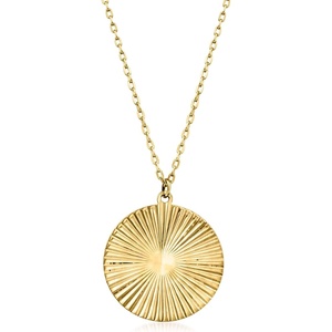 image:imagePure Collection by RossSimons Italian 14kt Yellow Gold Starburst Circle NecklaceNo Gemstone
