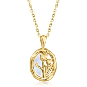 image:imagePure Collection by RossSimons MotherOfPearl Tulip Pendant Necklace in 18kt Gold Over Sterling 16 inches