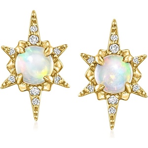 image:imagePure Collection by RossSimons Opal Starburst Earrings With Diamonds in 14kt Yellow Gold