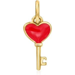 image:imagePure Collection by RossSimons Red Enamel Heart Key Charm in 14kt Yellow Gold