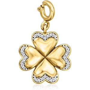 image:imageRossSimons 010 ct tw Diamond Clover Charm in 18kt Gold Over Sterling