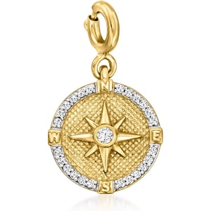 image:imageRossSimons 010 ct tw Diamond Compass Charm in 18kt Gold Over Sterling