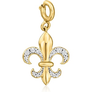 image:imageRossSimons 010 ct tw Diamond FleurDeLis Charm in 18kt Gold Over Sterling