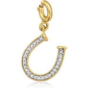 image:imageRossSimons 010 ct tw Diamond Horseshoe Charm in 18kt Gold Over Sterling
