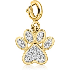 image:imageRossSimons 010 ct tw Diamond Paw Print Charm in 18kt Gold Over Sterling