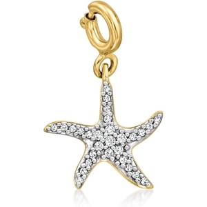 image:imageRossSimons 010 ct tw Diamond Starfish Charm in 18kt Gold Over Sterling