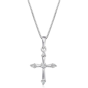 image:imageRossSimons 012 ct tw LabGrown Diamond Cross Pendant Necklace in Sterling Silver 18 inches