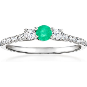image:imageRossSimons 020 Carat Emerald Ring With 30 ct tw LabGrown Diamonds in PlatinumDiamond