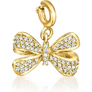 image:imageRossSimons 020 ct tw Diamond Bow Charm in 18kt Gold Over Sterling