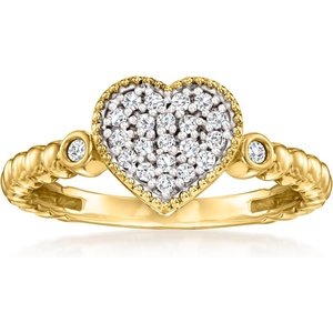 image:imageRossSimons 020 ct tw Diamond Heart Beaded Ring in 18kt Gold Over SterlingDiamond