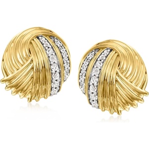 image:imageRossSimons 020 ct tw Diamond Knot Earrings in 18kt Gold Over Sterling