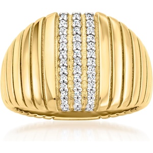 image:imageRossSimons 020 ct tw Diamond Ribbed Ring in 18kt Gold Over SterlingDiamond