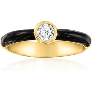image:imageRossSimons 025 Carat BezelSet LabGrown Diamond Ring With Black Enamel in 18kt Gold Over SterlingDiamond