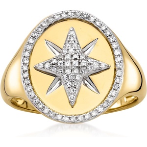image:imageRossSimons 025 ct tw Diamond Starburst Signet Ring in 14kt Yellow GoldDiamond