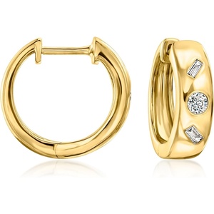 image:imageRossSimons 025 ct tw MultiShaped LabGrown Diamond Hoop Earrings in 18kt Gold Over Sterling