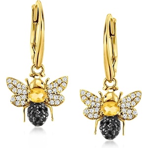image:imageRossSimons 030 ct tw Citrine and 30 ct tw White Topaz Bumblebee Drop Earrings With 20 ct tw Black Spinels in 18kt Gold Over Sterling