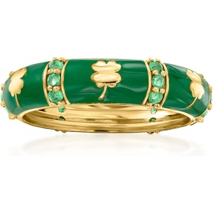 image:imageRossSimons 030 ct tw Emerald Clover Ring With Green Enamel in 18kt Gold Over SterlingEmerald