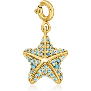 image:imageRossSimons 030 ct tw Swiss and London Blue Topaz Starfish Charm in 18kt Gold Over Sterling