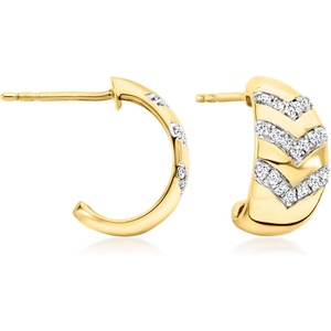 image:imageRossSimons 033 ct tw Diamond Chevron CHoop Earrings in 18kt Gold Over Sterling
