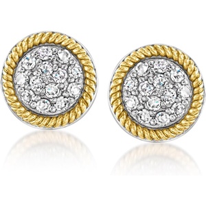 image:imageRossSimons 033 ct tw Diamond Cluster Earrings in Sterling Silver and 14kt Yellow Gold
