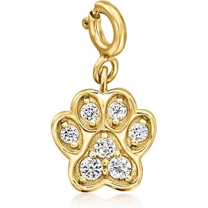 image:imageRossSimons 040 ct tw White Topaz Paw Print Charm in 18kt Gold Over Sterling