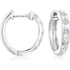 image:imageRossSimons 050 ct tw CZ Hoop Earrings in Sterling Silver