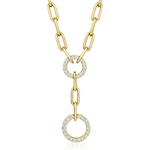 image:imageRossSimons 050 ct tw Diamond Circle Paper Clip Link YNecklace in 14kt Yellow GoldDiamond