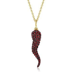 image:imageRossSimons 050 ct tw Garnet Italian Horn Pendant Necklace in 18kt Gold Over Sterling 18 inches