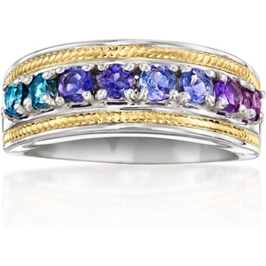 image:imageRossSimons 050 ct tw MultiGemstone Ring in Sterling Silver and 18kt Gold Over SterlingAmethyst