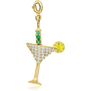 image:imageRossSimons 060 ct tw White Topaz Martini Charm With Emeralds in 18kt Gold Over Sterling
