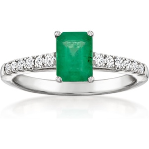 image:imageRossSimons 080 Carat Emerald Ring With 26 ct tw LabGrown Diamonds in PlatinumDiamond