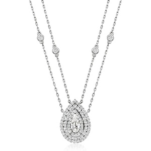 image:imageRossSimons 090 ct tw CZ 2Strand Drop Necklace in Sterling SilverCubic Zirconia