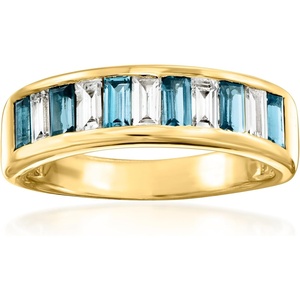 image:imageRossSimons 090 ct tw London Blue Topaz and 69 ct tw LabGrown Diamond Ring in 18kt Gold Over SterlingDiamond