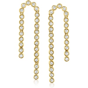 image:imageRossSimons 100 ct tw BezelSet Diamond Beaded Drop Earrings in 18kt Gold Over Sterling