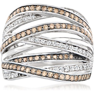 image:imageRossSimons 100 ct tw Brown and White Diamond Highway Ring in Sterling Silverdiamondcolored