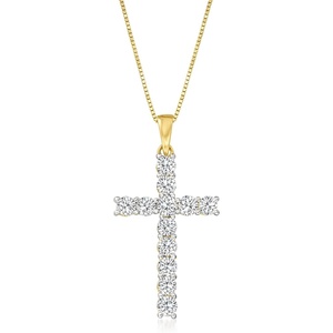 image:imageRossSimons 100 ct tw Diamond Cross Pendant Necklace in 14kt Yellow GoldDiamond
